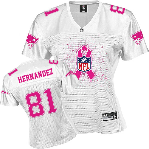 Patriots #81 Aaron Hernandez White 2011 Breast Cancer Awareness Stitched NFL Jersey - Click Image to Close